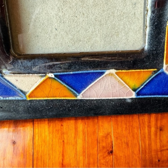 Set of 2 Handpainted Ceramic Tile Picture Frames – Multicolor Geometric Mosaic - Picture 10 of 14